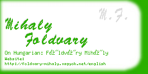 mihaly foldvary business card